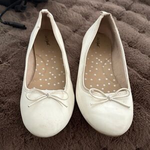 White Ballet Flats with Bow
